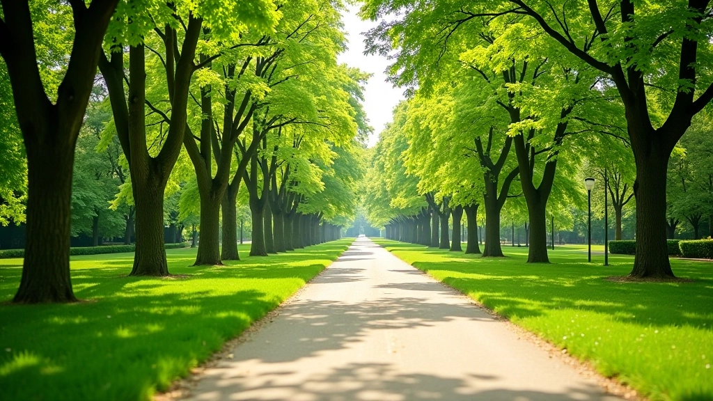 Widok na park z zielenią i alejkami spacerkowymi w Warszawie